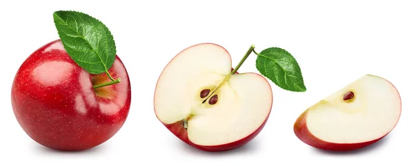 Apple Sammlung Roter Apfel Isoliert Auf Weißem Hintergrund Apple Makro — Stockfoto
