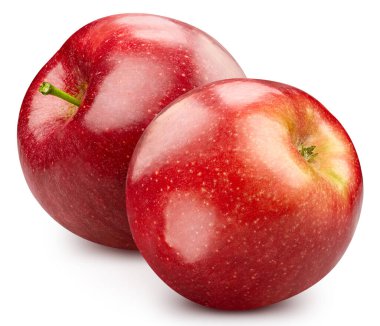 Elma. Kırmızı elma beyaz arka planda izole edilmiş. Elma makrosu. kırpma yolu ile