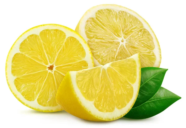 Lemon Isolated White Background Taste Lemon Leaf Full Depth Field — Stock Photo, Image