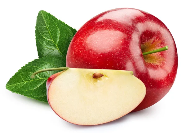 Μήλο Απομονωμένο Λευκό Φόντο Μονοπάτι Κοπής Μήλου Μήλο Φύλλα — Φωτογραφία Αρχείου