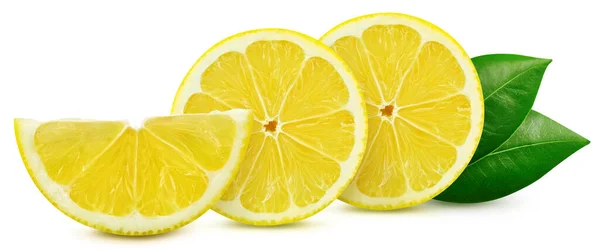 Lemon Isolated White Background Taste Lemon Leaf Full Depth Field — Stock Photo, Image