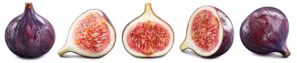 Fig Set Collection Fig Isolated White Background Fig Macro Clipping — ストック写真