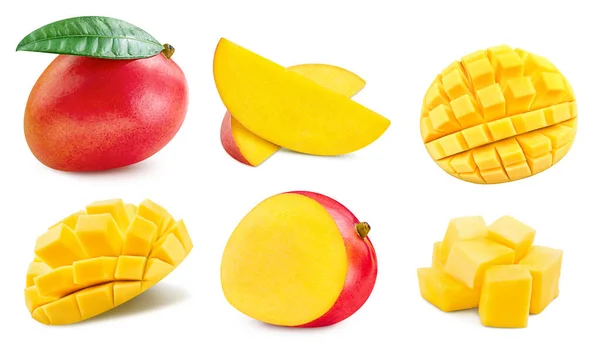 Mango Collection Mango Set Isolated White Background Mango Macro Clipping — Stockfoto