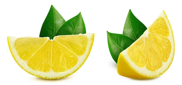 Lemon Készlet Elszigetelt Fehér Háttérrel Citromgyűjtemény Vágási Útvonal Citrom Levelekkel — Stock Fotó