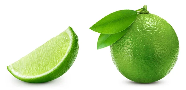 Lime Set Isolated White Background Lime Collection Clipping Path Lime — Stockfoto