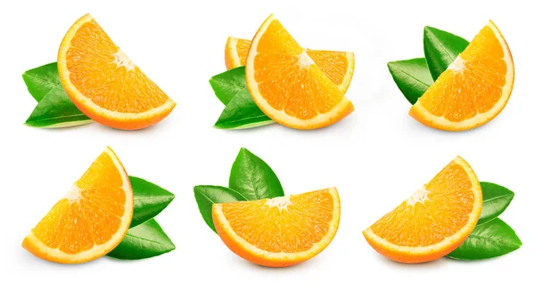 Orangenkollektion Orange Auf Weißem Hintergrund Orange Makro Mit Schnittpfad — Stockfoto