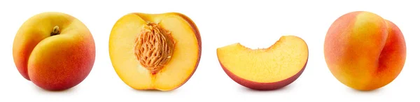 桃のセットクリッピングパス 白桃の採取 — ストック写真