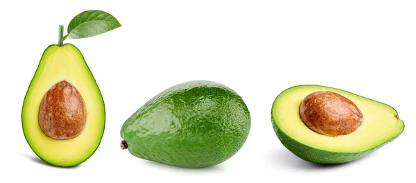 Avocado instellen geïsoleerd op witte achtergrond — Stockfoto