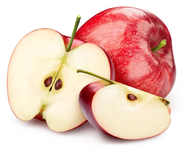 Κόκκινο Μήλο Φρέσκο Βιολογικό Μήλο Απομονωμένο Λευκό Φόντο Μακρό Μήλο — Φωτογραφία Αρχείου