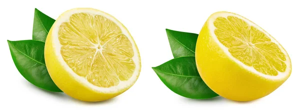 Koleksi Lemon Lemon Terisolasi Pada Latar Belakang Putih Makro Lemon — Stok Foto