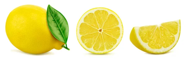 Coleção Frutas Limão Limão Isolado Sobre Fundo Branco Caminho Corte — Fotografia de Stock