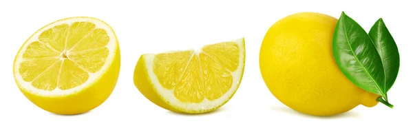 Lemon Fruit Collection Lemon Set Isolated White Background Lemon Clipping — Fotografia de Stock