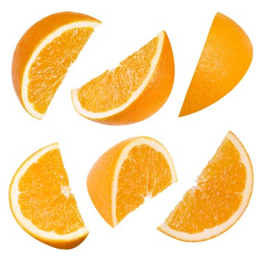 Turuncu koleksiyon. Kırpma yolu beyaz arkaplanda izole edilmiş turuncu. Taze organik meyve. Tam alan derinliği