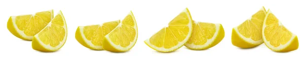 Elszigetelt Citromgyűjtemény Lemon Beállított Fehér Háttér Nyírás Útvonal Tervezési Elem — Stock Fotó
