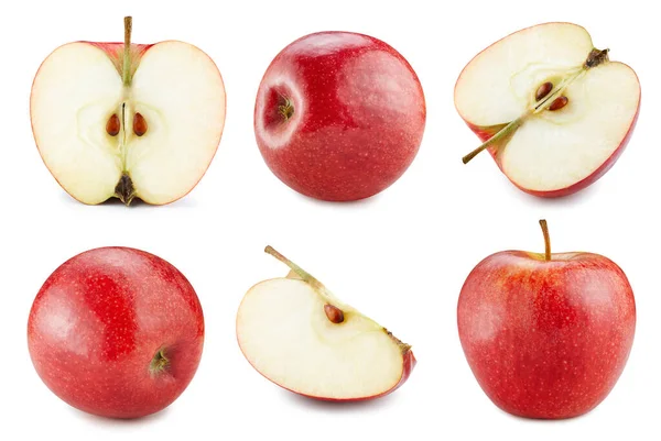 Collezione Red Apple Clipping Path Mela Rossa Isolata Sfondo Bianco — Foto Stock