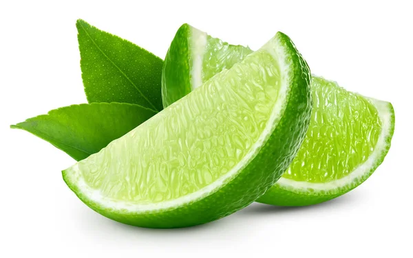 Lime Leaf Exotic Fruit Slice Isolated White Background Lime Clipping — Stock Photo, Image