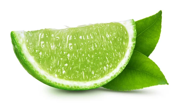 Lime Leaf Fruit Slice Isolated White Background Lime Clipping Path — Stock Photo, Image