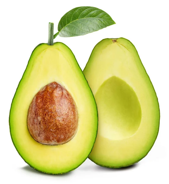 Isolierte Avocado Mit Blatt Eine Ganze Avocadofrucht Auf Weißem Hintergrund — Stockfoto