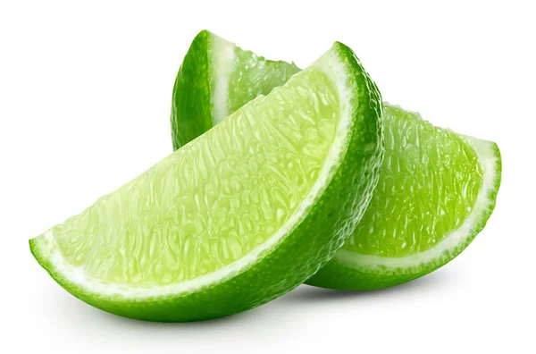 Lime Slice Fresh Organic Lime Isolated White Background Lime Clipping — Stock Photo, Image