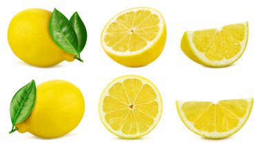 Beyaz arka planda dilimlenmiş yapraklı egzotik meyveli limon. Kırpma Yolu. Tam alan derinliği.