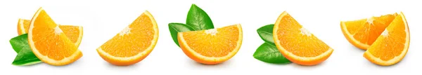 Orange Mit Blättern Isoliert Auf Weiß Frisches Orangenblatt Orangefarbener Sammelschnitt — Stockfoto