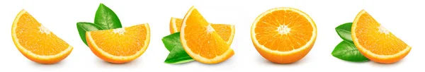 Colección Naranja Aislada Sobre Fondo Blanco Pruebe Naranja Con Hoja — Foto de Stock
