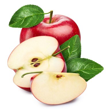 Apple beyaz arka planda izole edilmiş. Apple Kırpma Yolu. Apple makro stüdyo fotoğrafı