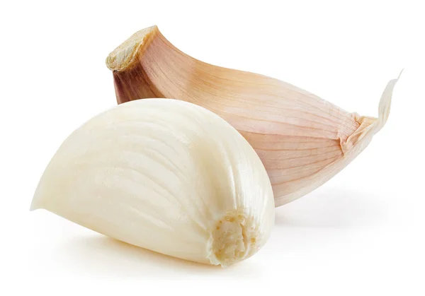 Garlic Isolated White Background Garlic Clipping Path Garlic Macro Studio — Stock Fotó