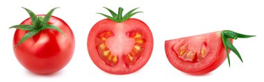 Red tomato collection. Set tomato isolated on white background. Tomato with clipping path