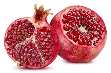 Pomegranate fruit. Pomegranate isolated on white background. Pomegranate clipping path.