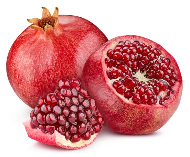 Pomegranate fruit. Pomegranate isolated on white background. Pomegranate clipping path.