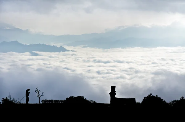Landscape of cloud above cordillera in the morning — Stock Photo, Image