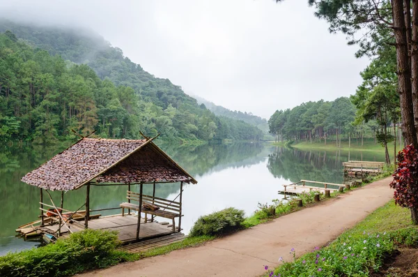 Pang Ung, Beautiful forest lake in the morning — Stock Photo, Image