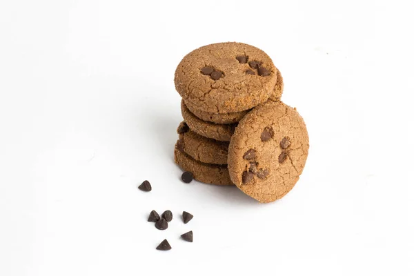 Chocolate Chips Cookies White Background — Stock Photo, Image