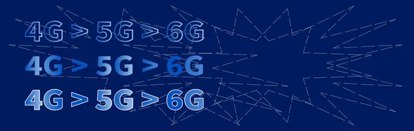 技術的な青いバナー 6Gデータ伝送技術 相互のグローバルコミュニケーション ワイヤレスとインターネット モバイル通信と通信 ビジネスコンセプト コピースペース — ストックベクタ