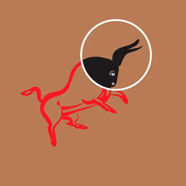 Red Bull Black Head Western Decor Texas Longhorn Symbol White — Stock Vector