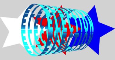 Popüler video. Metin ELEKSyonu silindir yüzeyi boyunca döner. Mavi dönen metin. Üç yıldızlı arka plan. Sosyal ağlar ya da televizyon kanalı kavramı. Yüksek kaliteli hareket animasyonu. Döngü canlandırması.