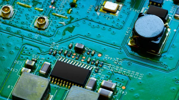 Macro Close Components Microchips Circuit Board — Stock Photo, Image