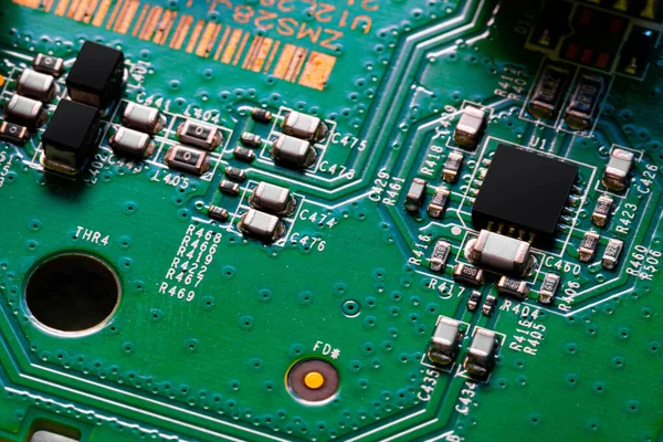 Macro Close Components Microchips Circuit Board — Stock Photo, Image