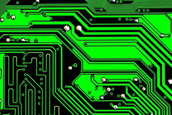 Macro Primer Plano Cableado Impreso Placa Circuito Verde — Foto de Stock