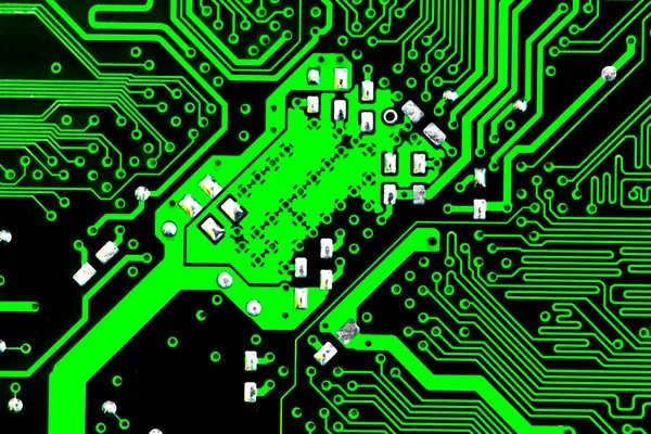 Macro Primer Plano Cableado Impreso Placa Circuito Verde —  Fotos de Stock