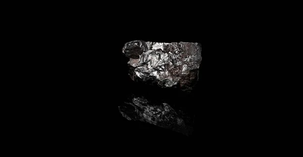 Макро Закрыть Изображение Сырья Руды Марганца Породы Изолированы Черном Отражательном — стоковое фото