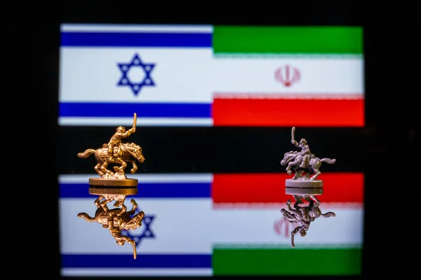 Εννοιολογική Εικόνα Του Πολέμου Μεταξύ Ισραήλ Και Ιράν Χρήση Στρατιωτών — Φωτογραφία Αρχείου