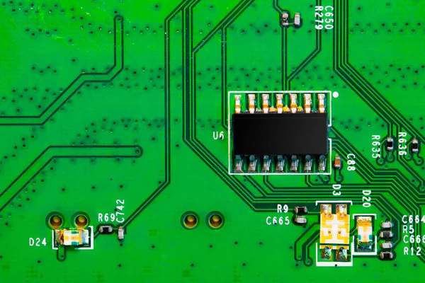 マクロPc回路基板上の部品やマイクロチップの閉鎖 — ストック写真