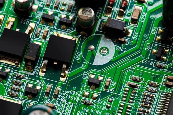 Macro Close Components Microchips Circuit Board — Stock Photo, Image