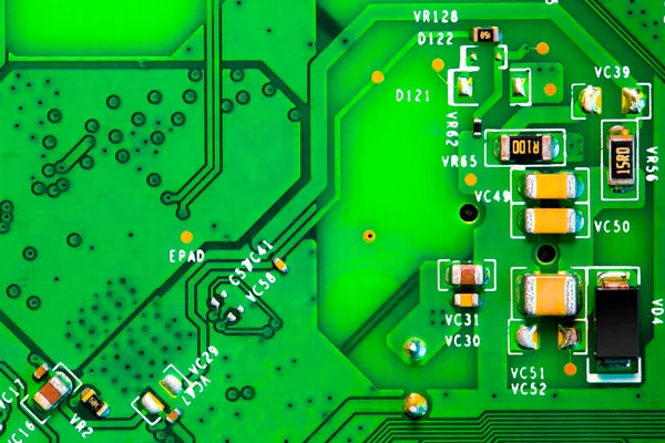 Macro Cierre Componentes Microchips Placa Circuito —  Fotos de Stock