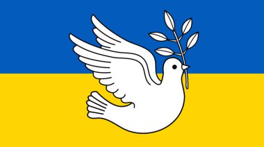 Peace Dove concept for war between Russia and Ukraine with national flag background clipart