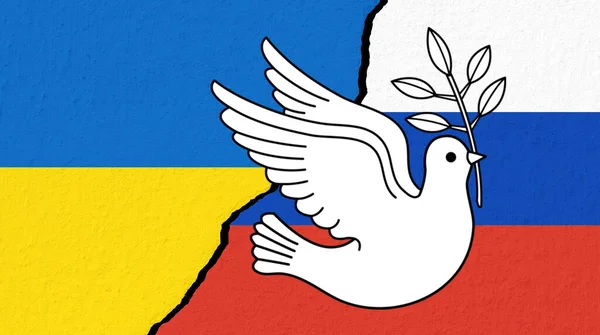 Paz Dove Conceito Para Guerra Entre Rússia Ucrânia Com Fundo — Fotografia de Stock