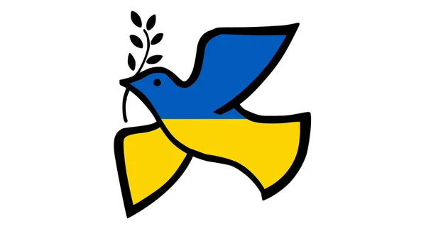 国旗を背景にしたロシアとウクライナの戦争のための平和鳩の概念 — ストック写真