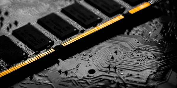 Makro Close Computer Ram Chip Random Access Memory Chip Slot — Stock fotografie